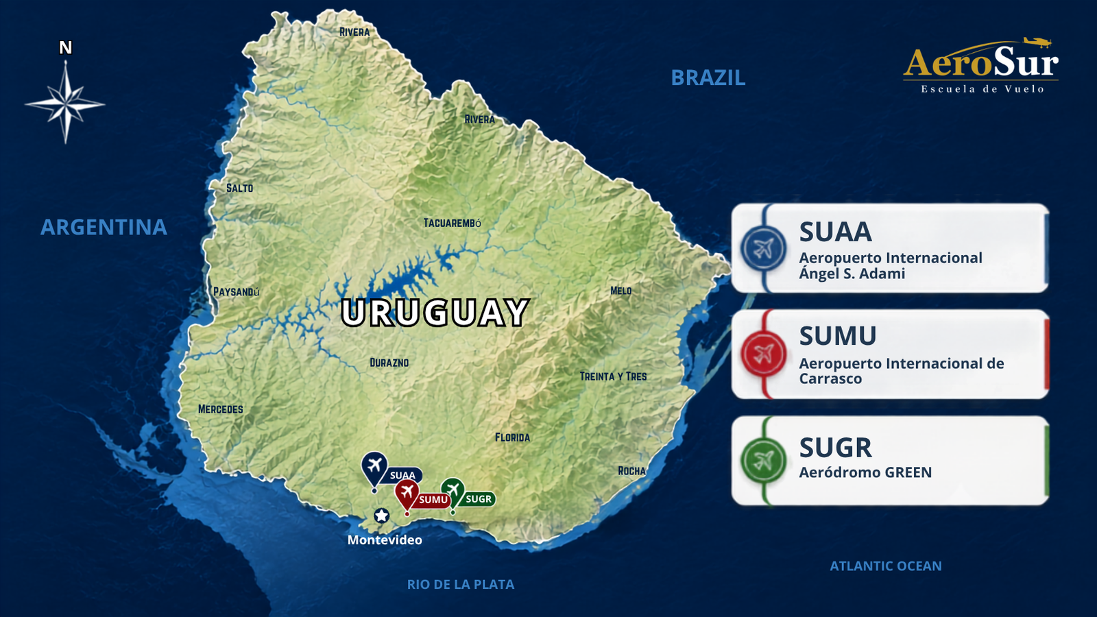 AeroSur Uruguay Bases Map